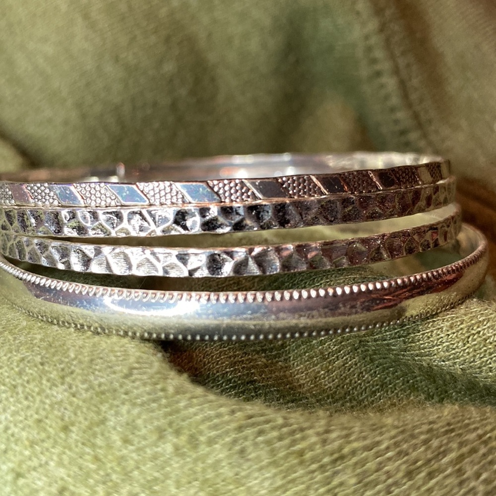 Silver toned bangle bracelets - Picture 2 of 2